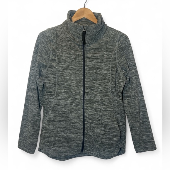 Eddie Bauer Fast Fleece Soft Full Zip Mock‎ Neck Jacket Gray Medium Athleisure - Picture 1 of 5